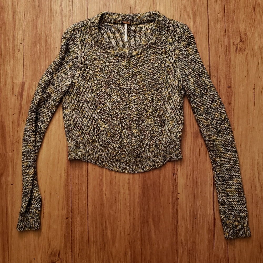 Free People xxs green,yellow,tan sweater